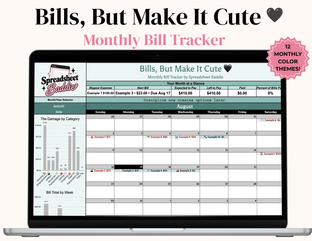 Bills, But Make It Cute! - Monthly Bill Tracker (2026-2028)