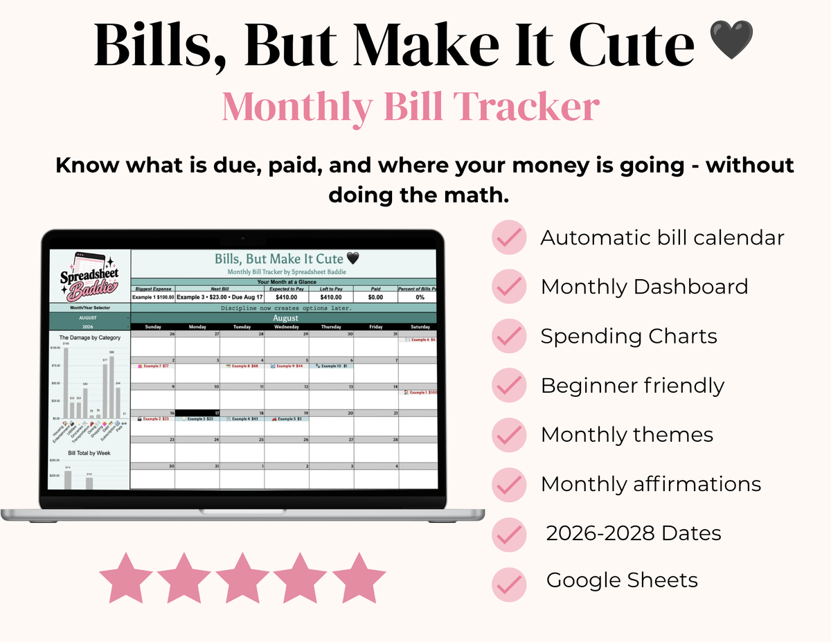 Bills, But Make It Cute! - Monthly Bill Tracker (2026-2028)